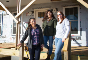 Pictured from L-R: Students Maria Fuentes and Josselyn Casteneda with Maurey Verzier, Department Chair for the Building Construction Technology program.